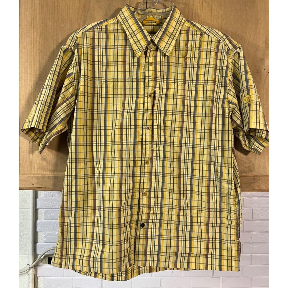 Mountain Hardwear Plaid Button Up Shirt Mens Medium Yellowt OM3437